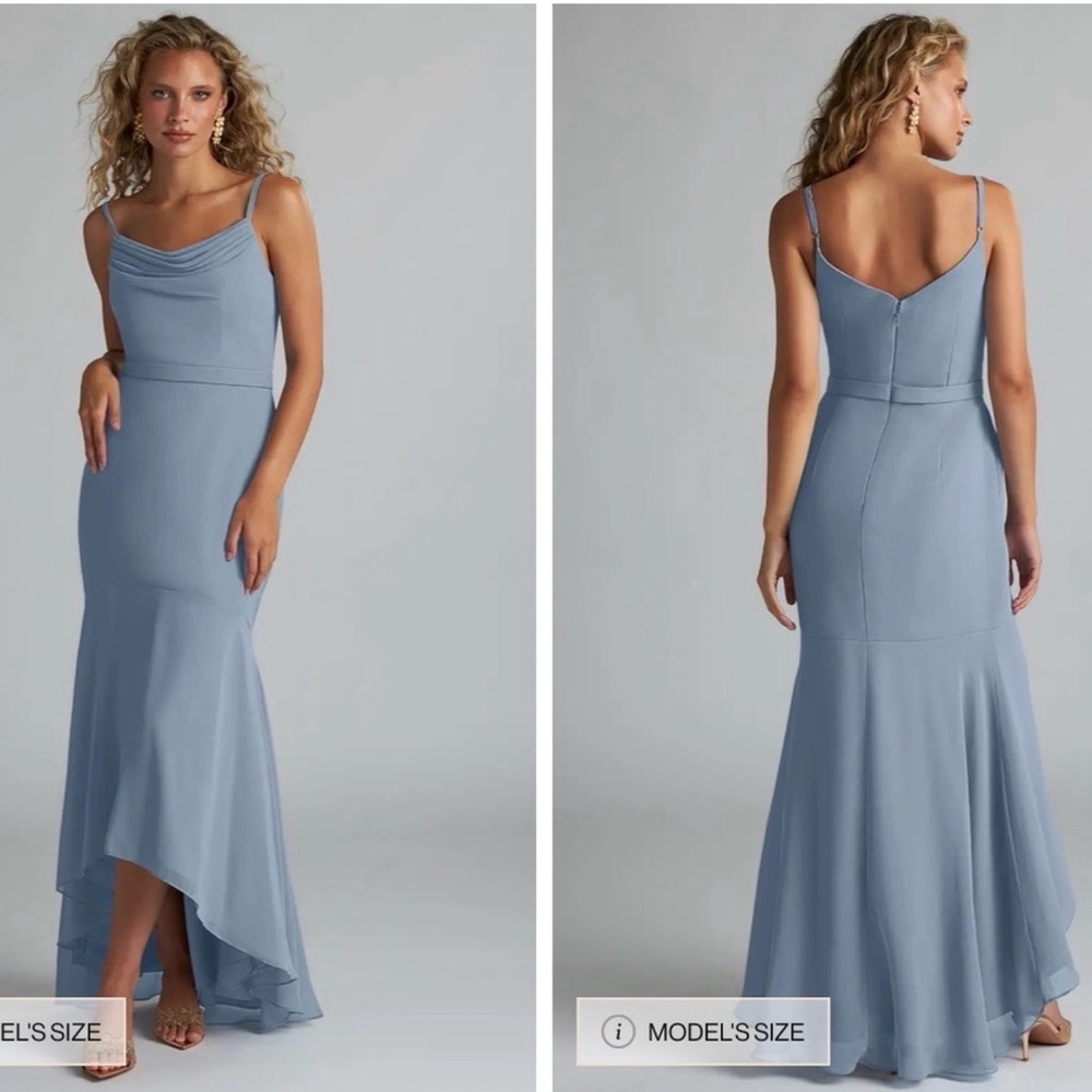 Azazie Summer Rust Orange Sleeveless High-Low Gown - Picture 5 of 5